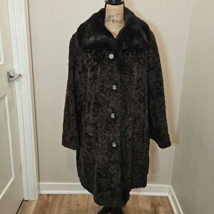 St. Moritz Women's Vintage Faux Fur Accents Coat Size 14
